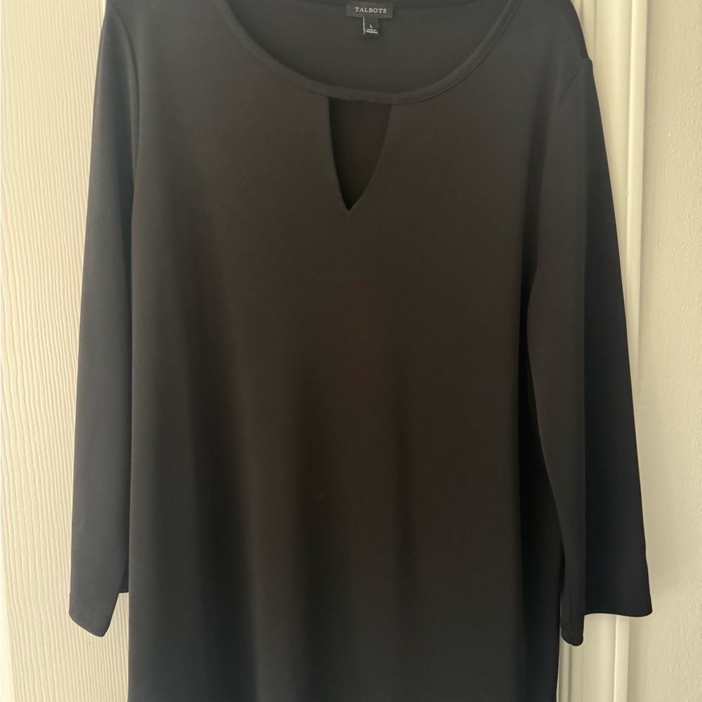 Talbots Black Keyhole Neck Blouse